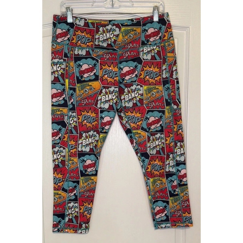Constantly Varied Gear CVG Comic Strip Print Leggings XL Pockets Activewear